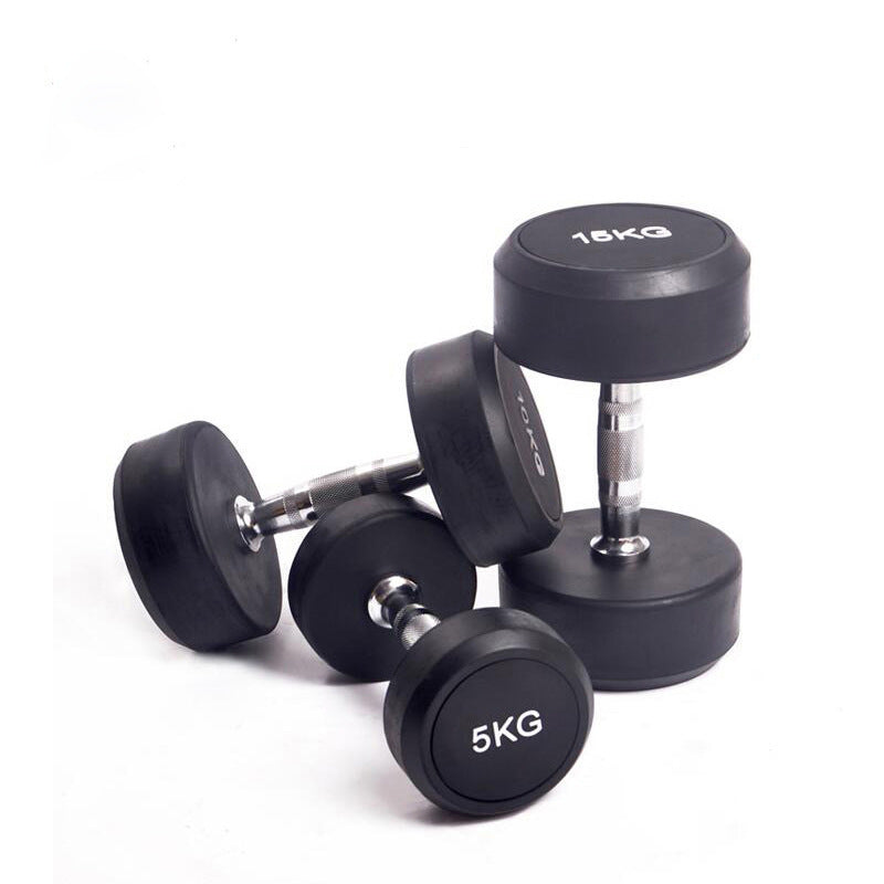 Cast Iron Rubberized Round Head Fitness Dumbbells - As Fitness