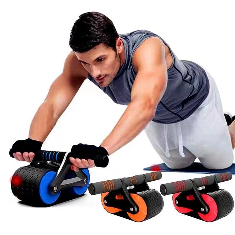 Double Wheel Abdominal Exerciser – Automatic Rebound Ab Roller - As Fitness