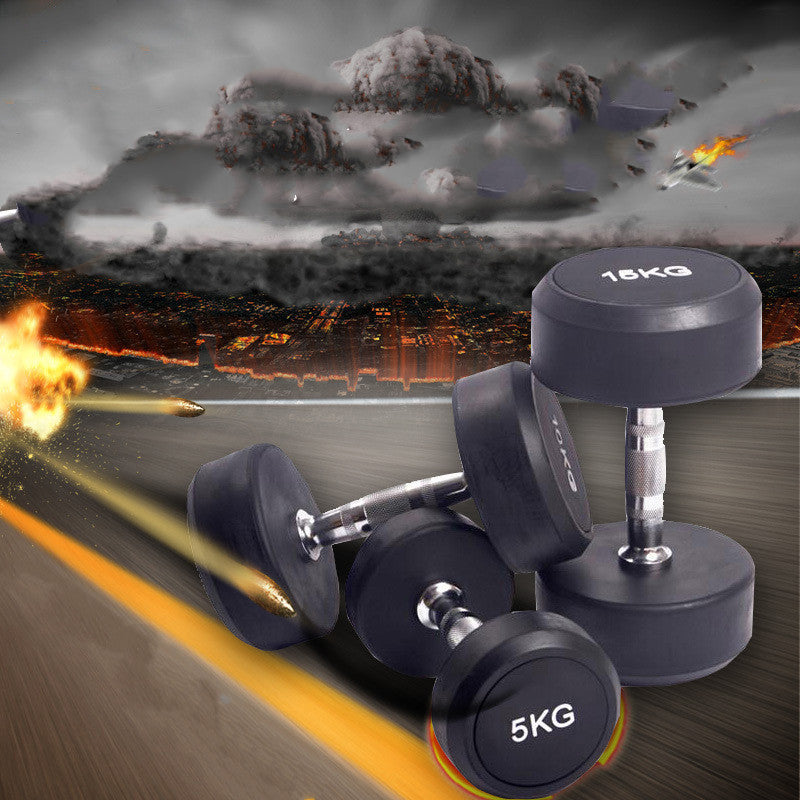 Cast Iron Rubberized Round Head Fitness Dumbbells - As Fitness