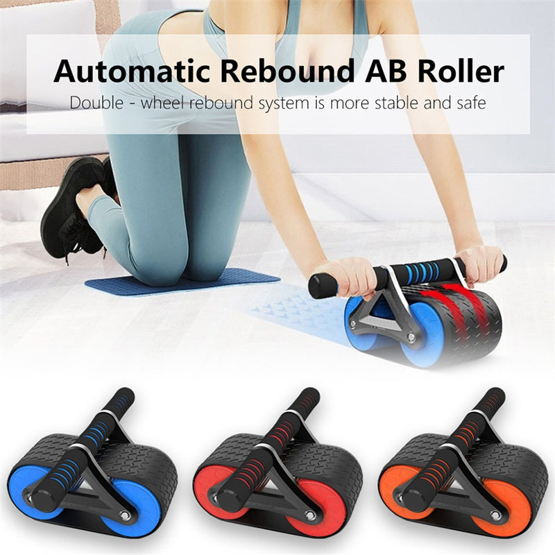 Double Wheel Abdominal Exerciser – Automatic Rebound Ab Roller - As Fitness